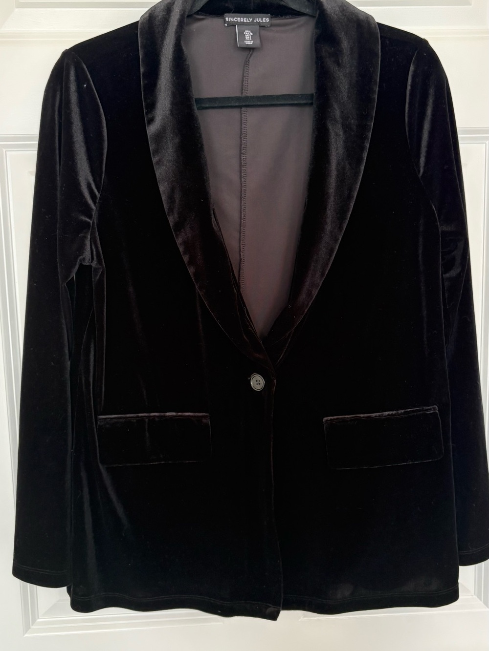 Sincerly Jules Black Velvet Shawl Collar Blazer